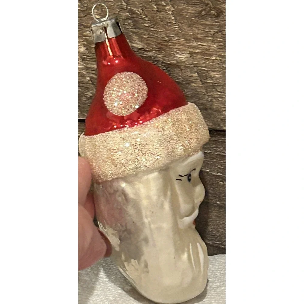 Santa , Mouth‎ Blown Glass Christmas Ornament Decoration, Made in USA